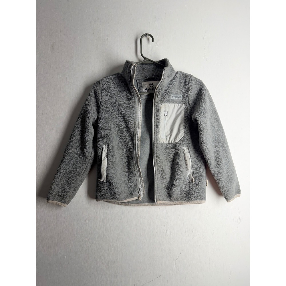 Magellan Outdoors Kids Sherpa Fleece Jacket Gray Full Zip Sweater Size Small S